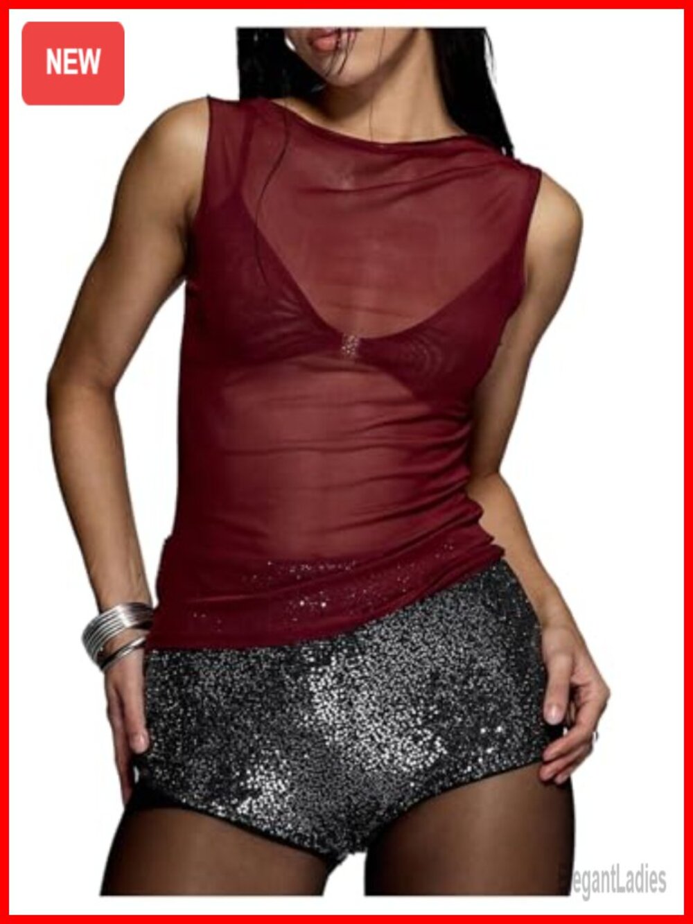 Y2K Sheer Mesh Cami Tank Top Sexy Party Club Outfit Sleeveless Slim Fit
